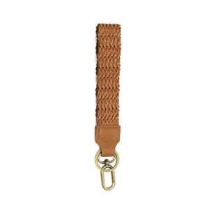 1.2"Easy Find Faux Leather Woven Saddle Wristlet Keychain