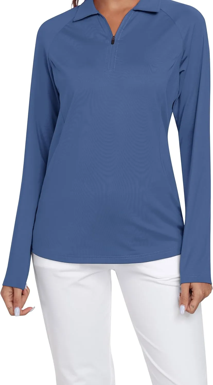 AIRIKE Golf Polo Shirts for Women Long Sleeve Colourful Quick-Dry Workwear & Activewear-Womens Athletic Apparel