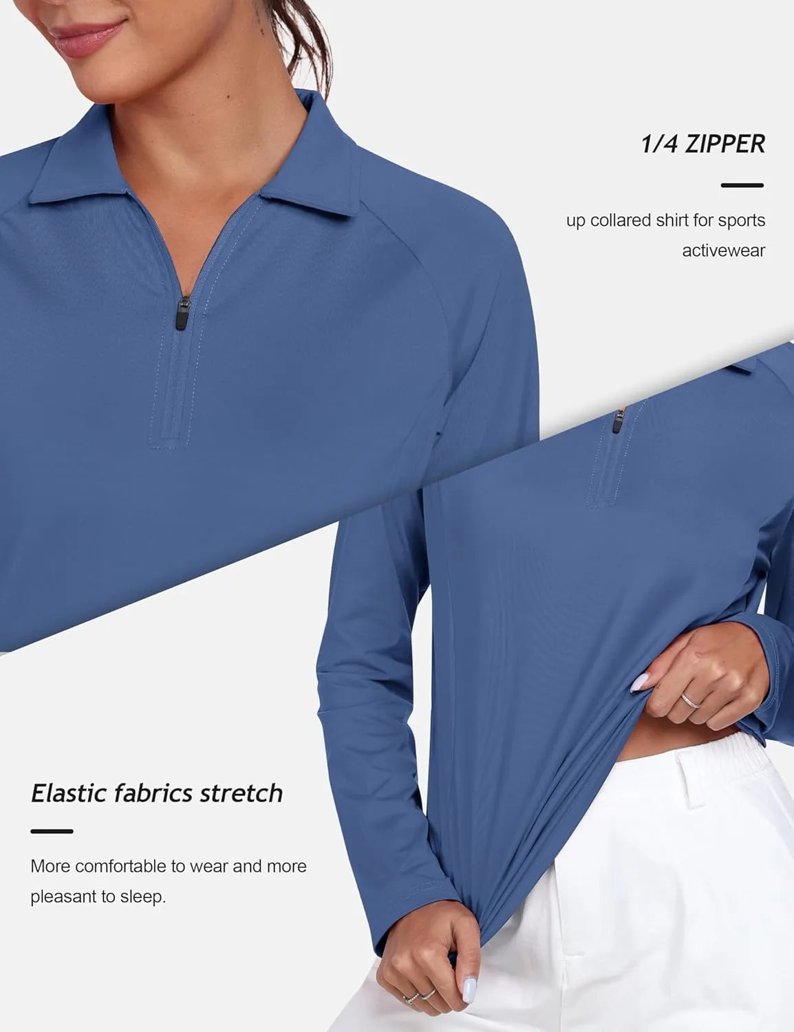 AIRIKE Golf Polo Shirts for Women Long Sleeve Colourful Quick-Dry Workwear & Activewear-Womens Athletic Apparel