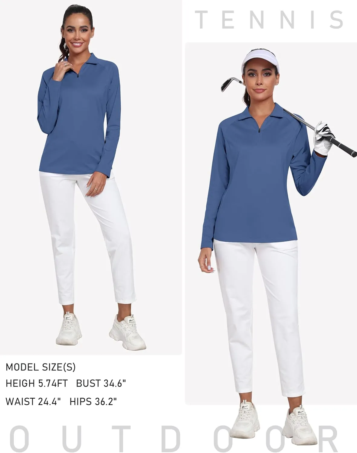 AIRIKE Golf Polo Shirts for Women Long Sleeve Colourful Quick-Dry Workwear & Activewear-Womens Athletic Apparel