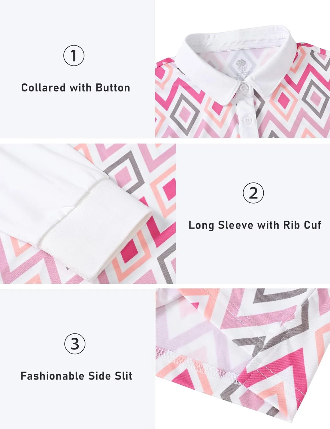 AIRIKE Golf Polo Shirts for Women Long Sleeve Colourful Quick-Dry Workwear & Activewear-Womens Athletic Apparel