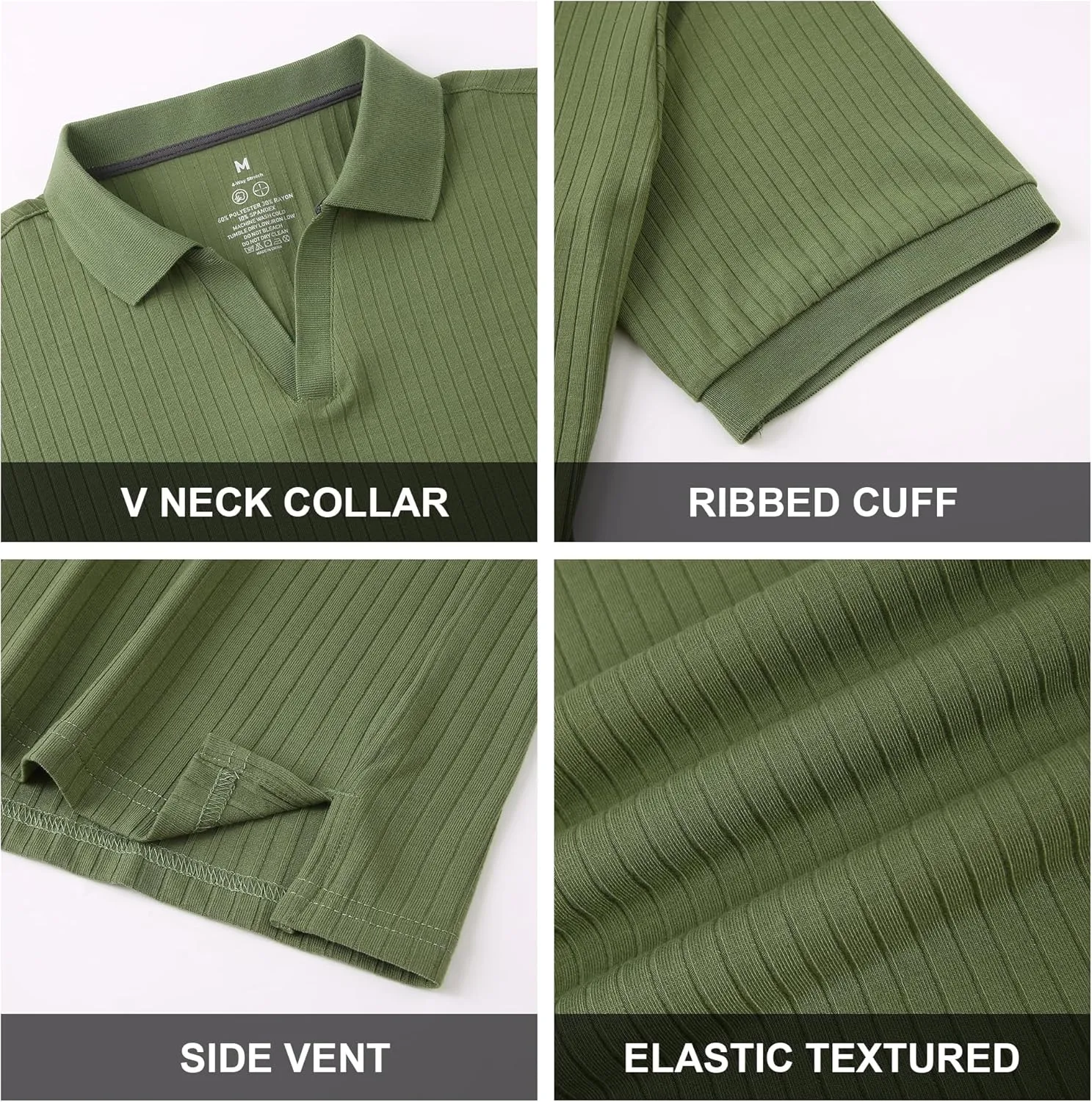 Alex Vando Mens Cotton Polo Shirts V-Neck Short Sleeve Casual Shirts for Men