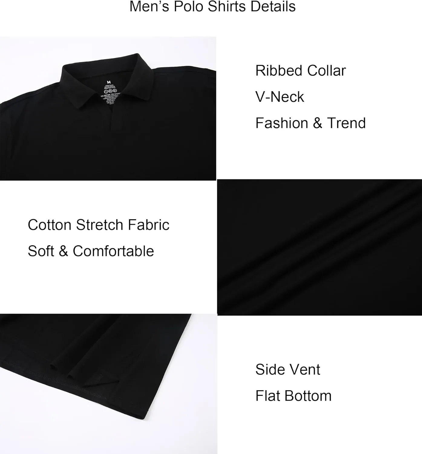 Alex Vando Mens Cotton Polo Shirts V-Neck Short Sleeve Casual Shirts for Men