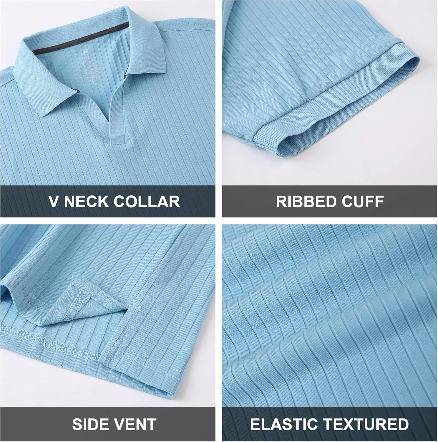 Alex Vando Mens Cotton Polo Shirts V-Neck Short Sleeve Casual Shirts for Men