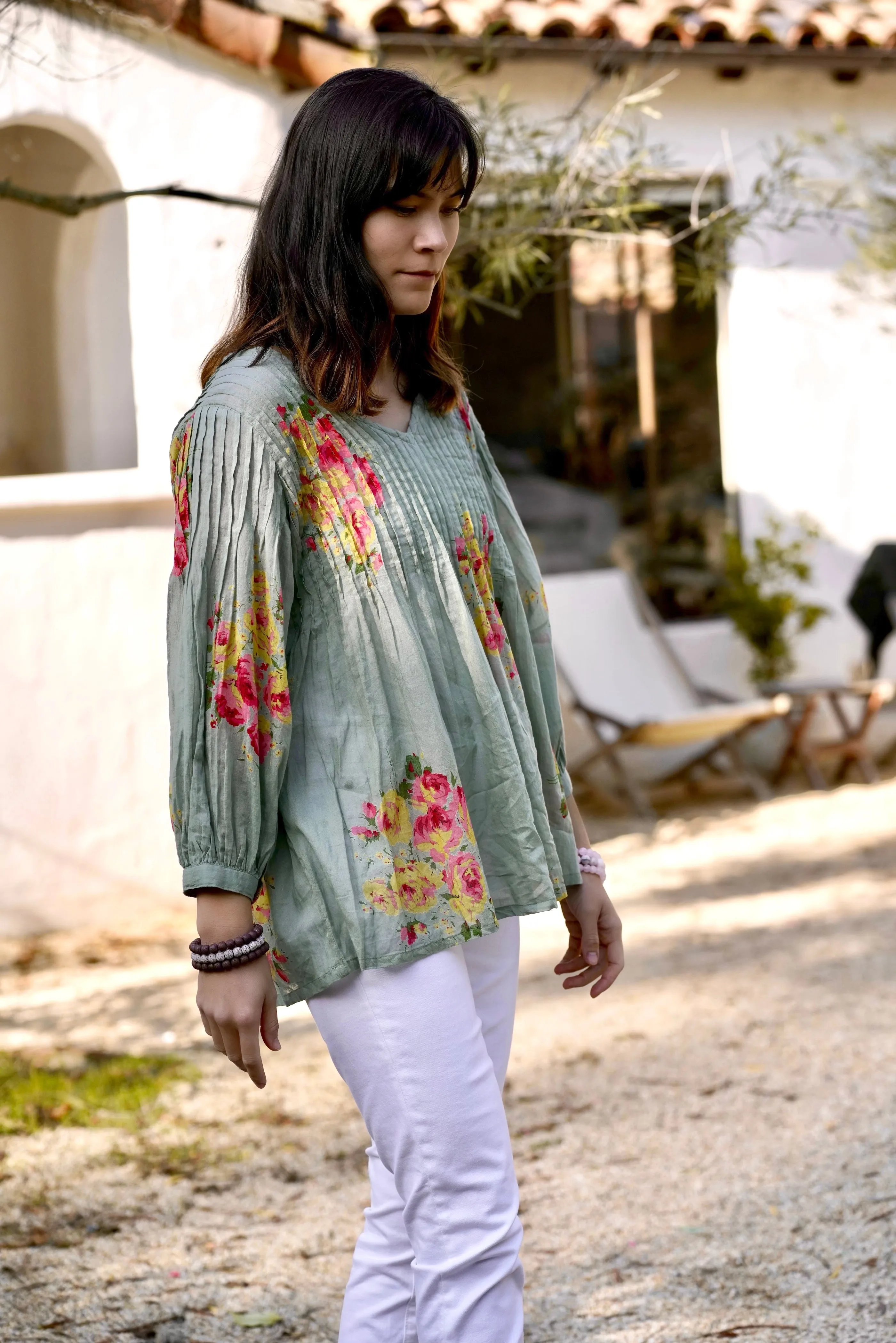 Alya Floral Top Olive