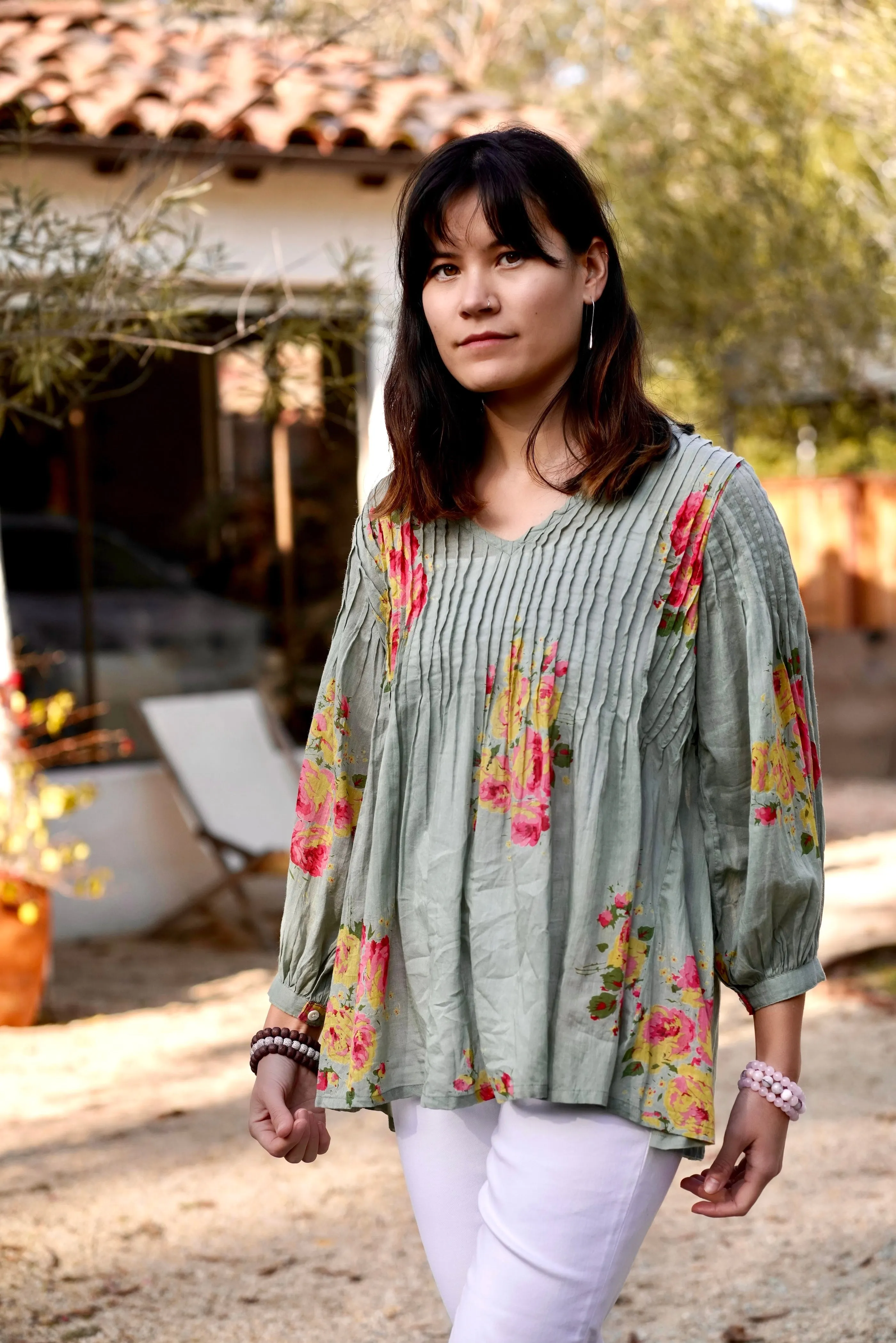 Alya Floral Top Olive