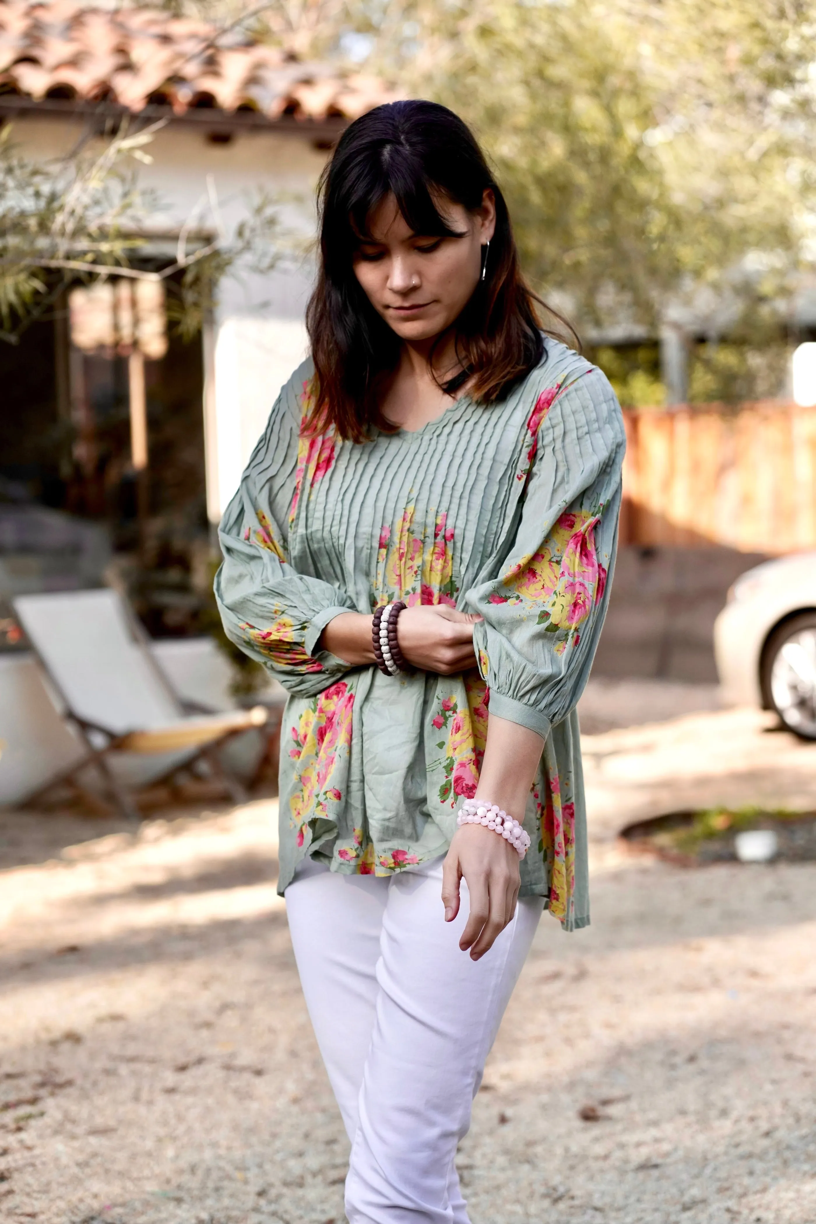 Alya Floral Top Olive