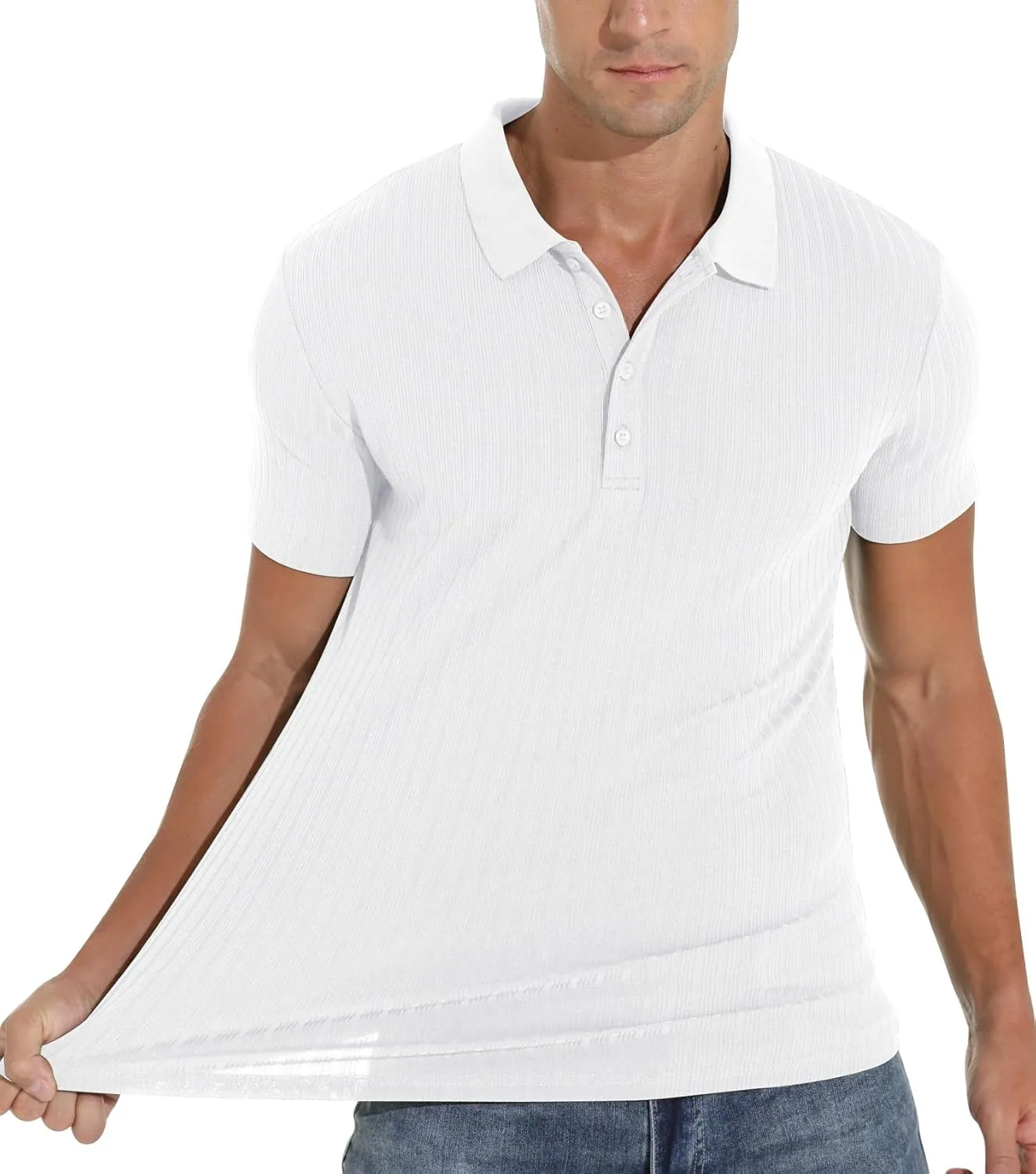 Askdeer Men's Polo Shirts Long/Short Sleeve Slim Fit Casual Shirts Classic Stretch Polo T Shirt Golf Shirts