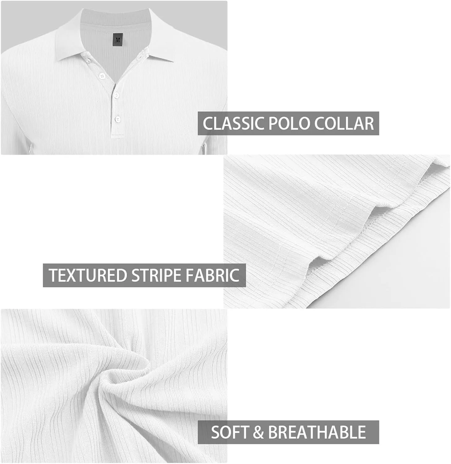 Askdeer Men's Polo Shirts Long/Short Sleeve Slim Fit Casual Shirts Classic Stretch Polo T Shirt Golf Shirts