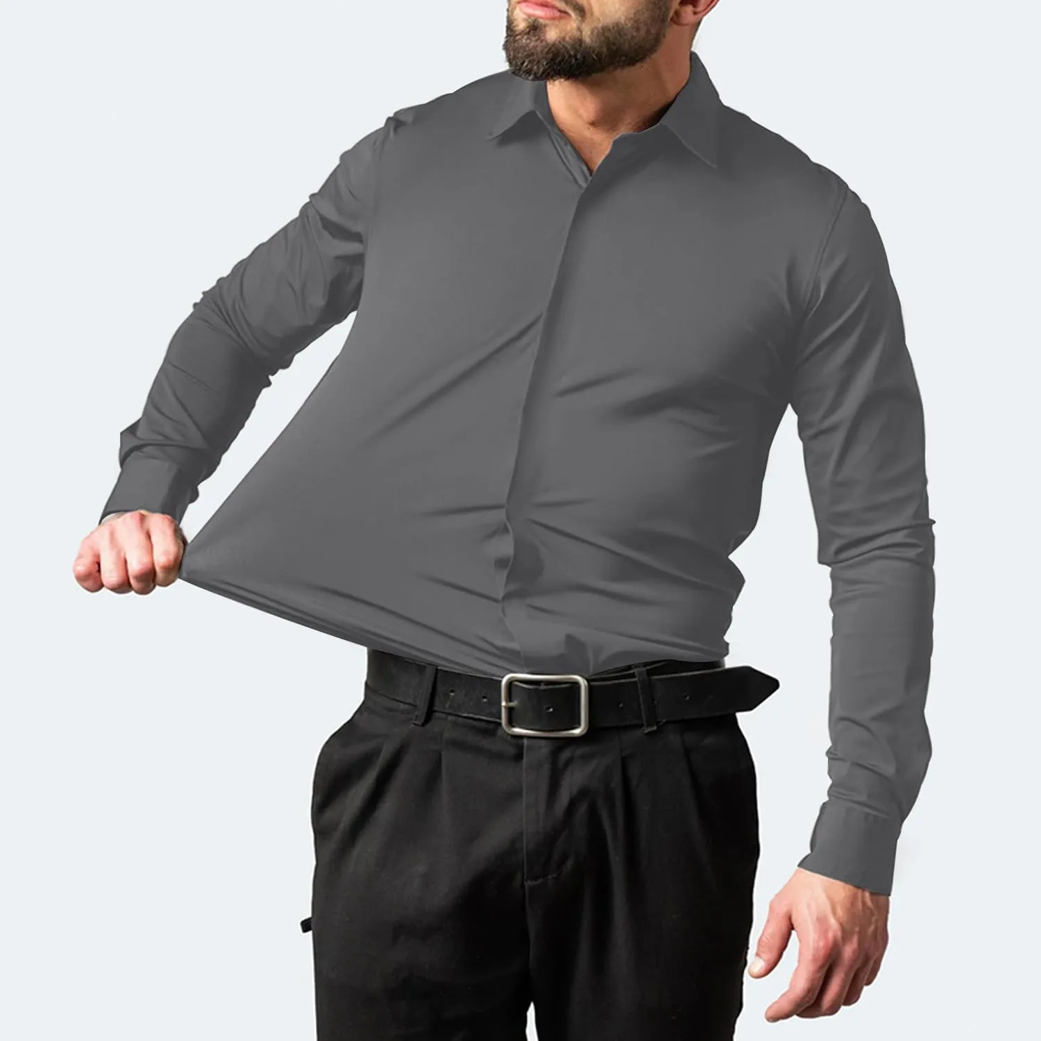 Bealin Men's Button Down Short Sleeve Casual Shirts Elastic Wrinkle Free Business Shirt for Summer Casual Top