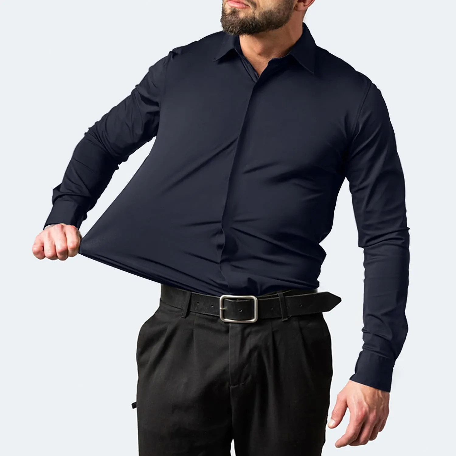 Bealin Men's Button Down Short Sleeve Casual Shirts Elastic Wrinkle Free Business Shirt for Summer Casual Top