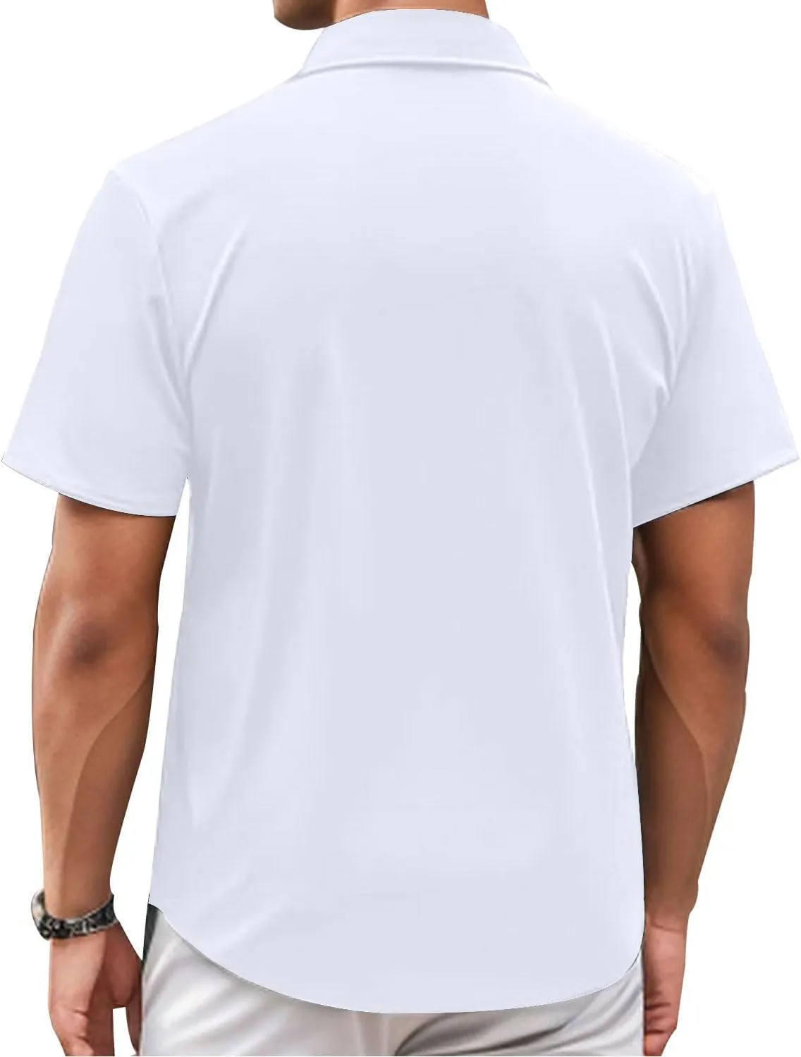 Bealin Men's Button Down Short Sleeve Casual Shirts Elastic Wrinkle Free Business Shirt for Summer Casual Top