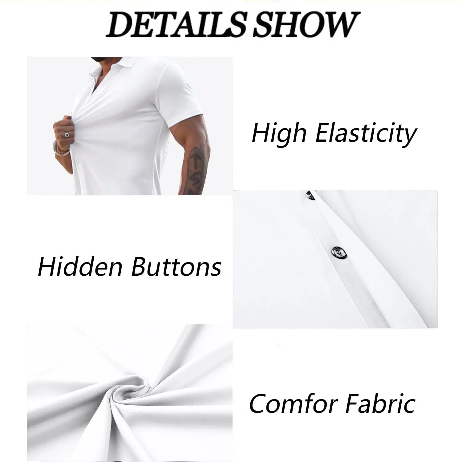 Bealin Men's Button Down Short Sleeve Casual Shirts Elastic Wrinkle Free Business Shirt for Summer Casual Top