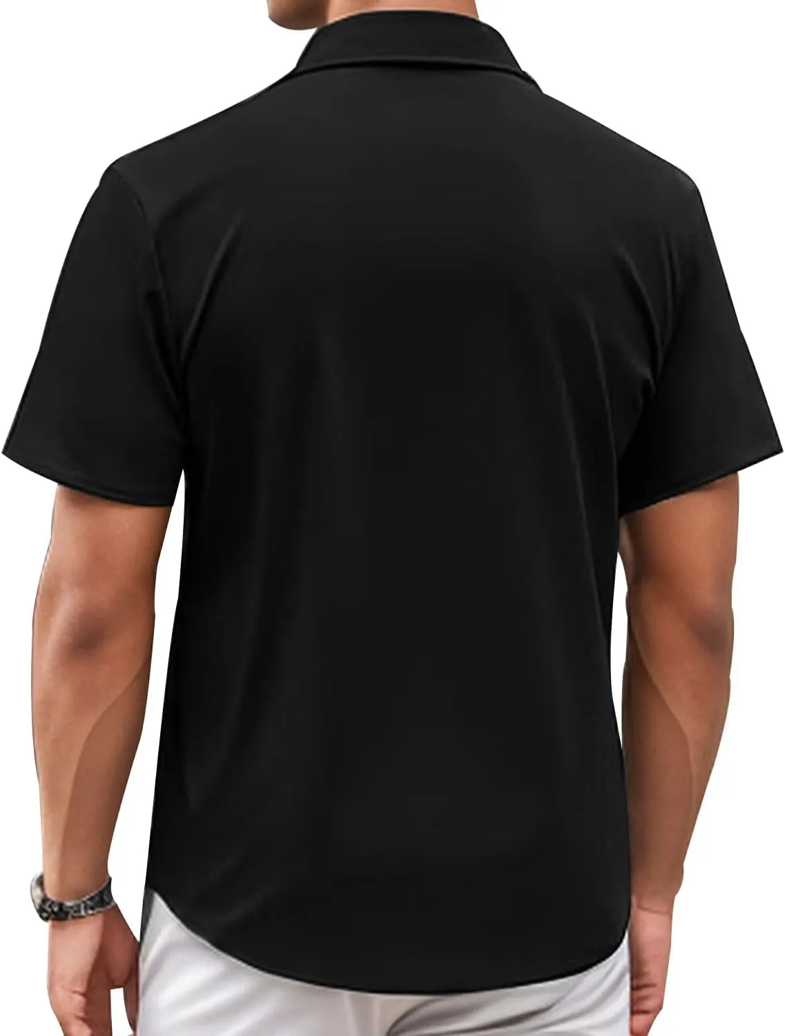 Bealin Men's Button Down Short Sleeve Casual Shirts Elastic Wrinkle Free Business Shirt for Summer Casual Top