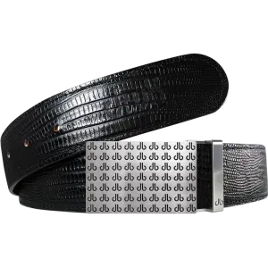 Black Lizard Textured Leather Belt with buckle