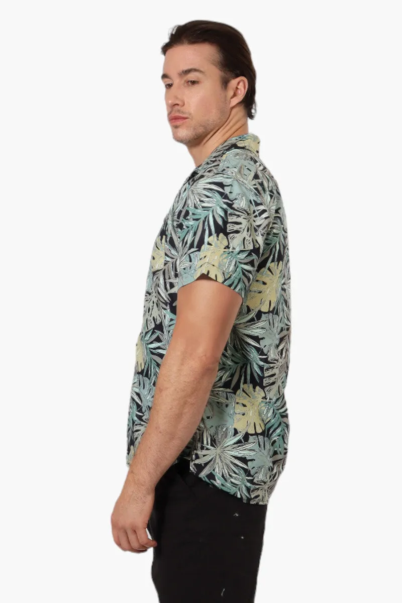 Boardsports Leaf Pattern Camp Collar Casual Shirt - Olive