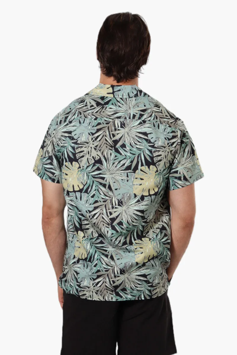 Boardsports Leaf Pattern Camp Collar Casual Shirt - Olive