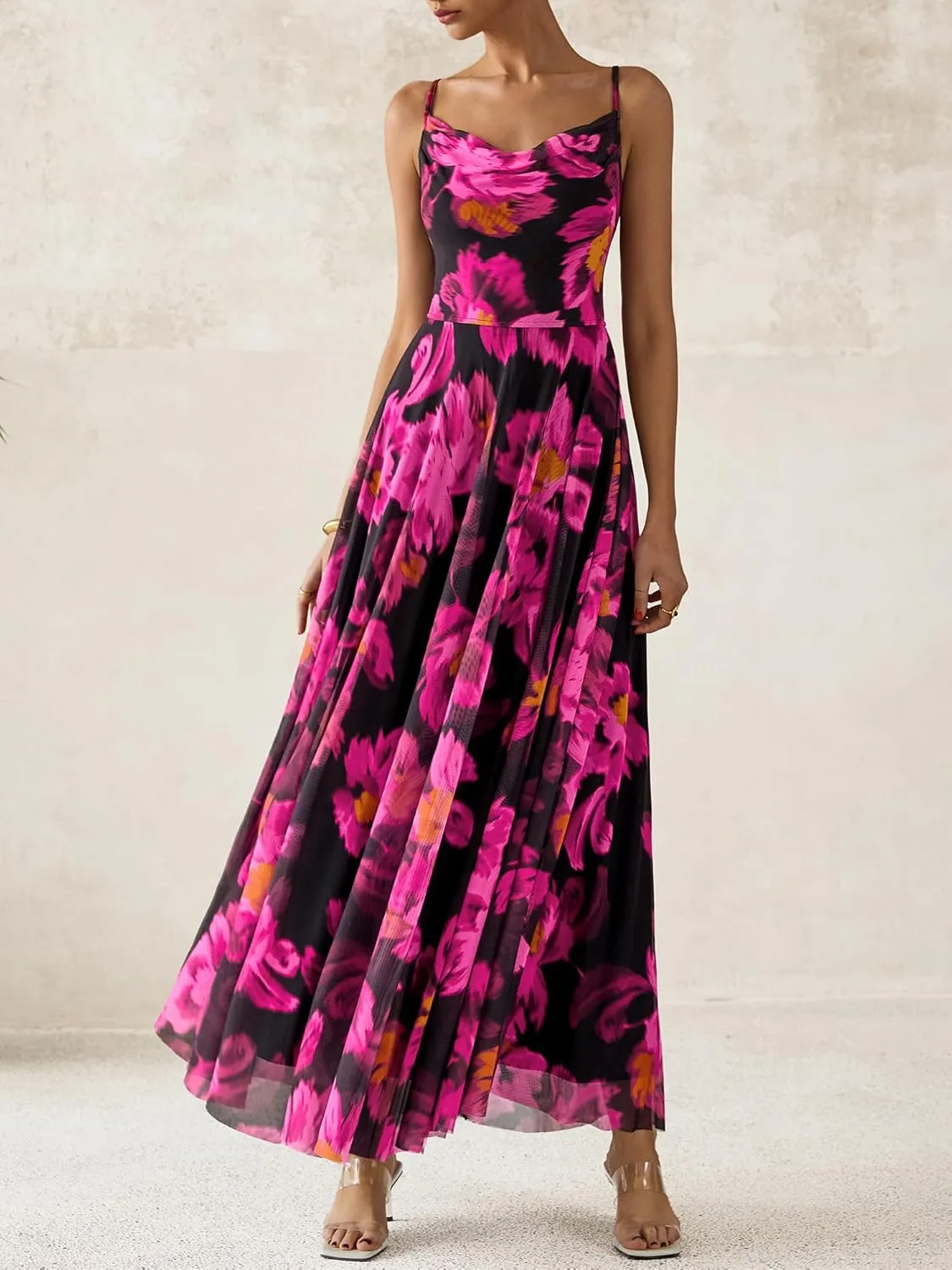 BTFBM Women Summer Floral Maxi Dresses Elegant Spaghetti Strap Dress Printed Party Dress Beach Long Dresses