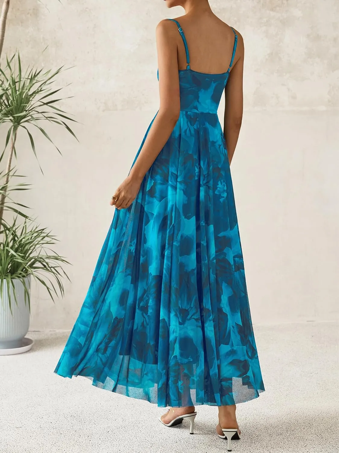 BTFBM Women Summer Floral Maxi Dresses Elegant Spaghetti Strap Dress Printed Party Dress Beach Long Dresses
