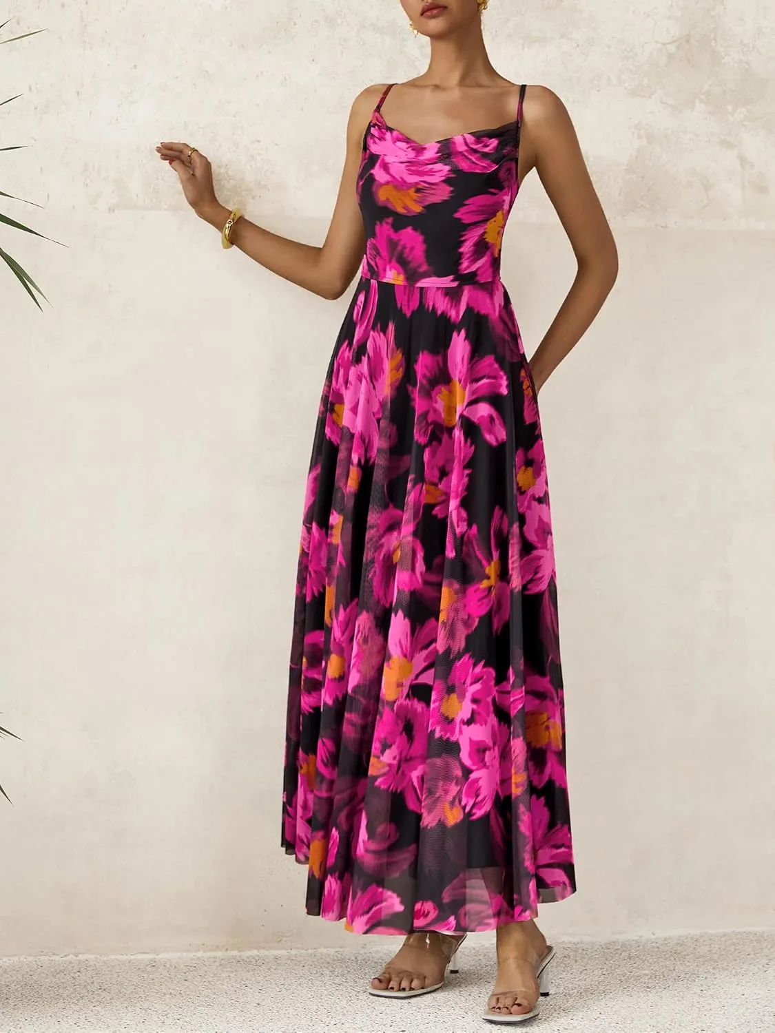 BTFBM Women Summer Floral Maxi Dresses Elegant Spaghetti Strap Dress Printed Party Dress Beach Long Dresses