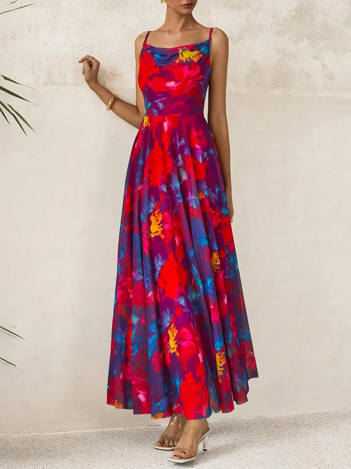 BTFBM Women Summer Floral Maxi Dresses Elegant Spaghetti Strap Dress Printed Party Dress Beach Long Dresses