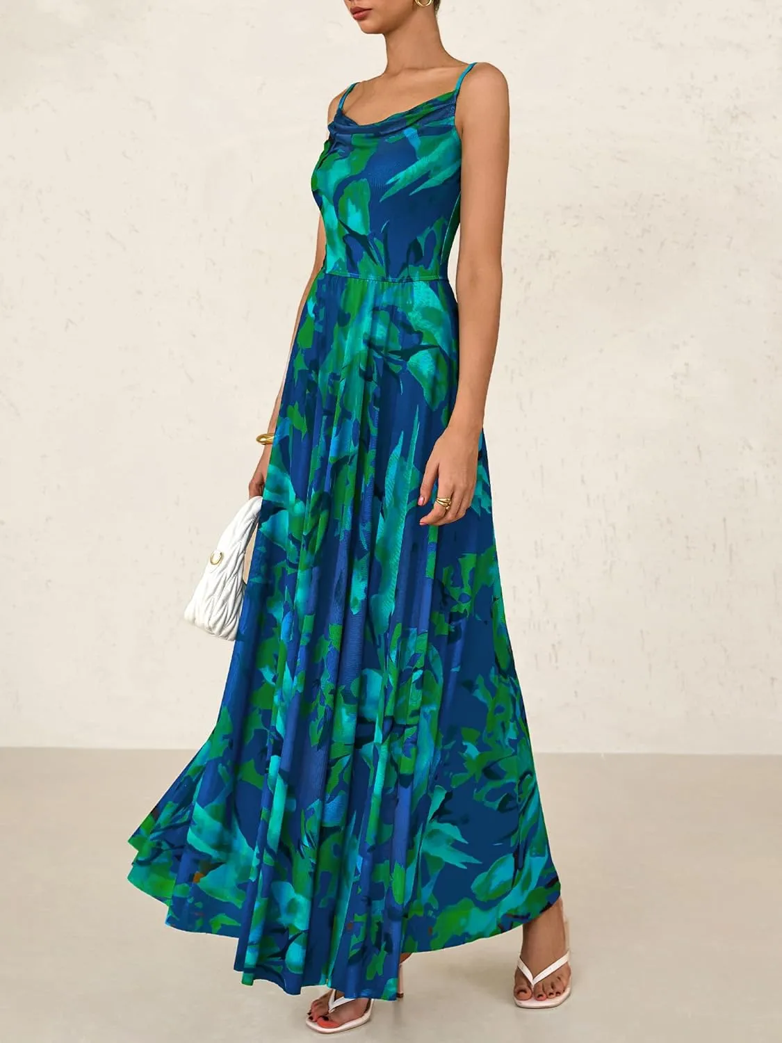 BTFBM Women Summer Floral Maxi Dresses Elegant Spaghetti Strap Dress Printed Party Dress Beach Long Dresses