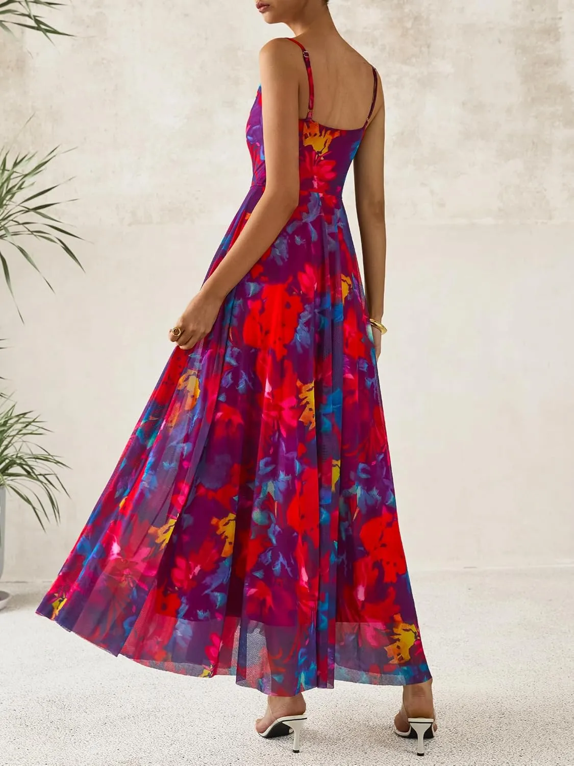 BTFBM Women Summer Floral Maxi Dresses Elegant Spaghetti Strap Dress Printed Party Dress Beach Long Dresses