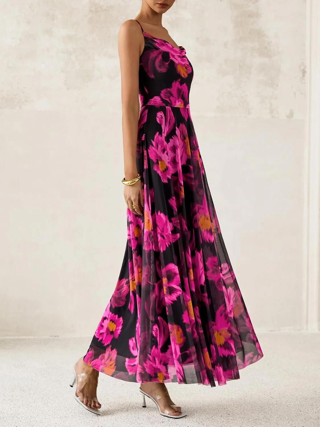 BTFBM Women Summer Floral Maxi Dresses Elegant Spaghetti Strap Dress Printed Party Dress Beach Long Dresses