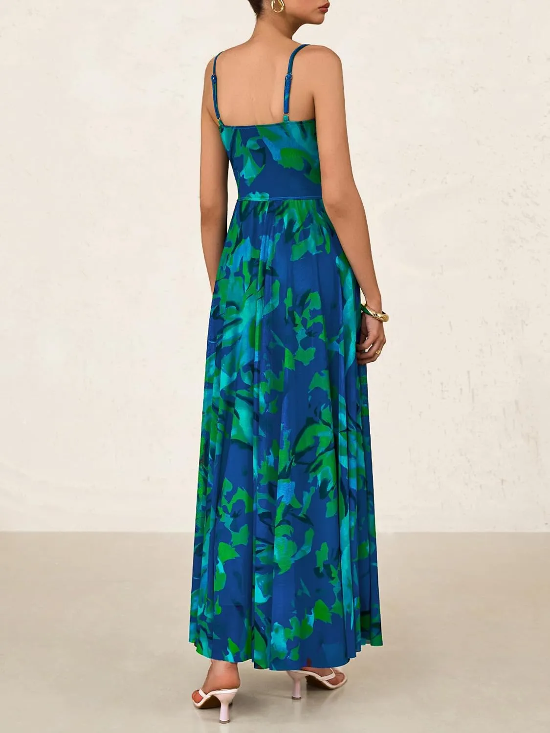 BTFBM Women Summer Floral Maxi Dresses Elegant Spaghetti Strap Dress Printed Party Dress Beach Long Dresses