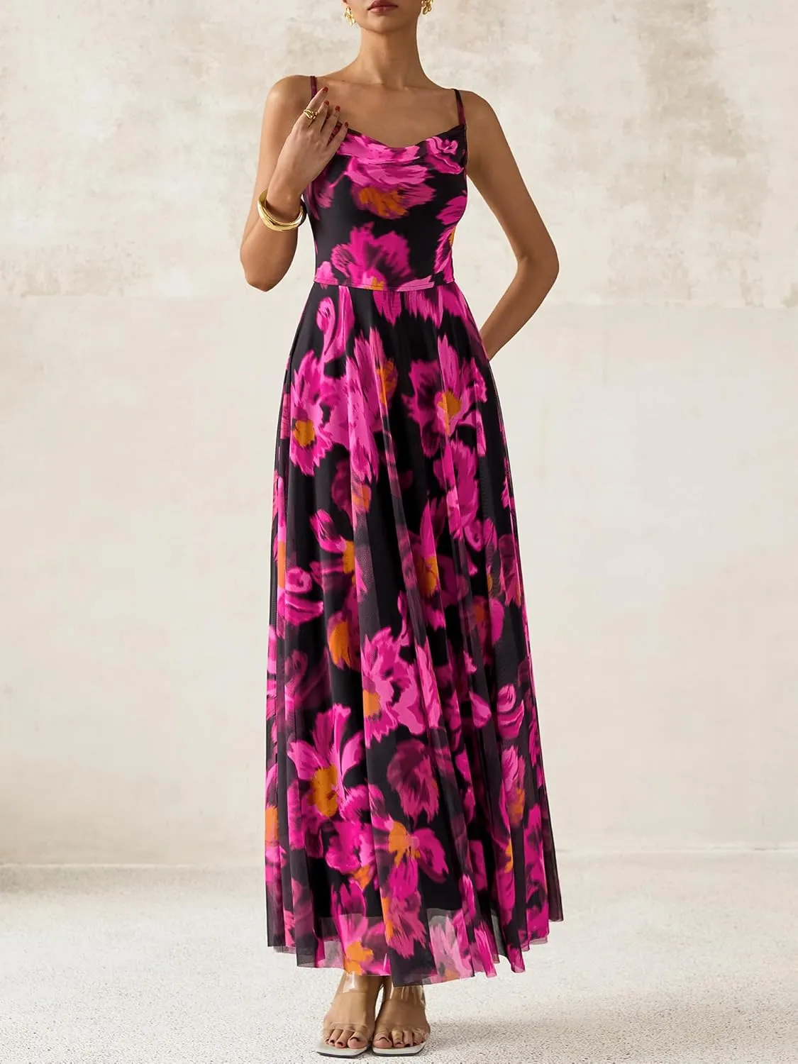 BTFBM Women Summer Floral Maxi Dresses Elegant Spaghetti Strap Dress Printed Party Dress Beach Long Dresses