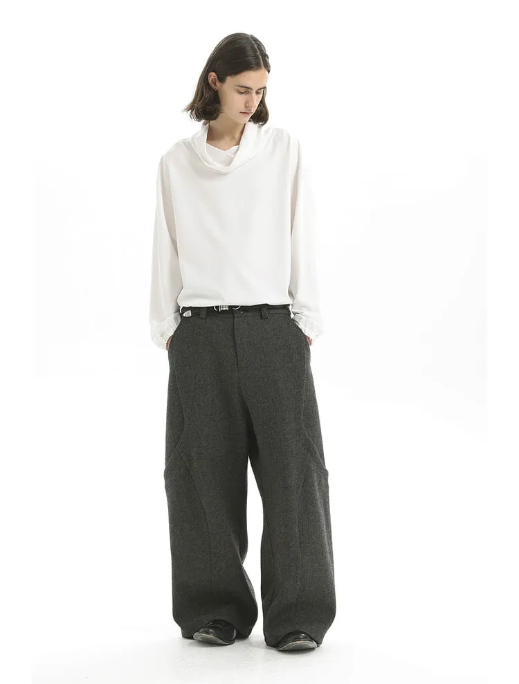 Checked Wool Wide Leg Pants
