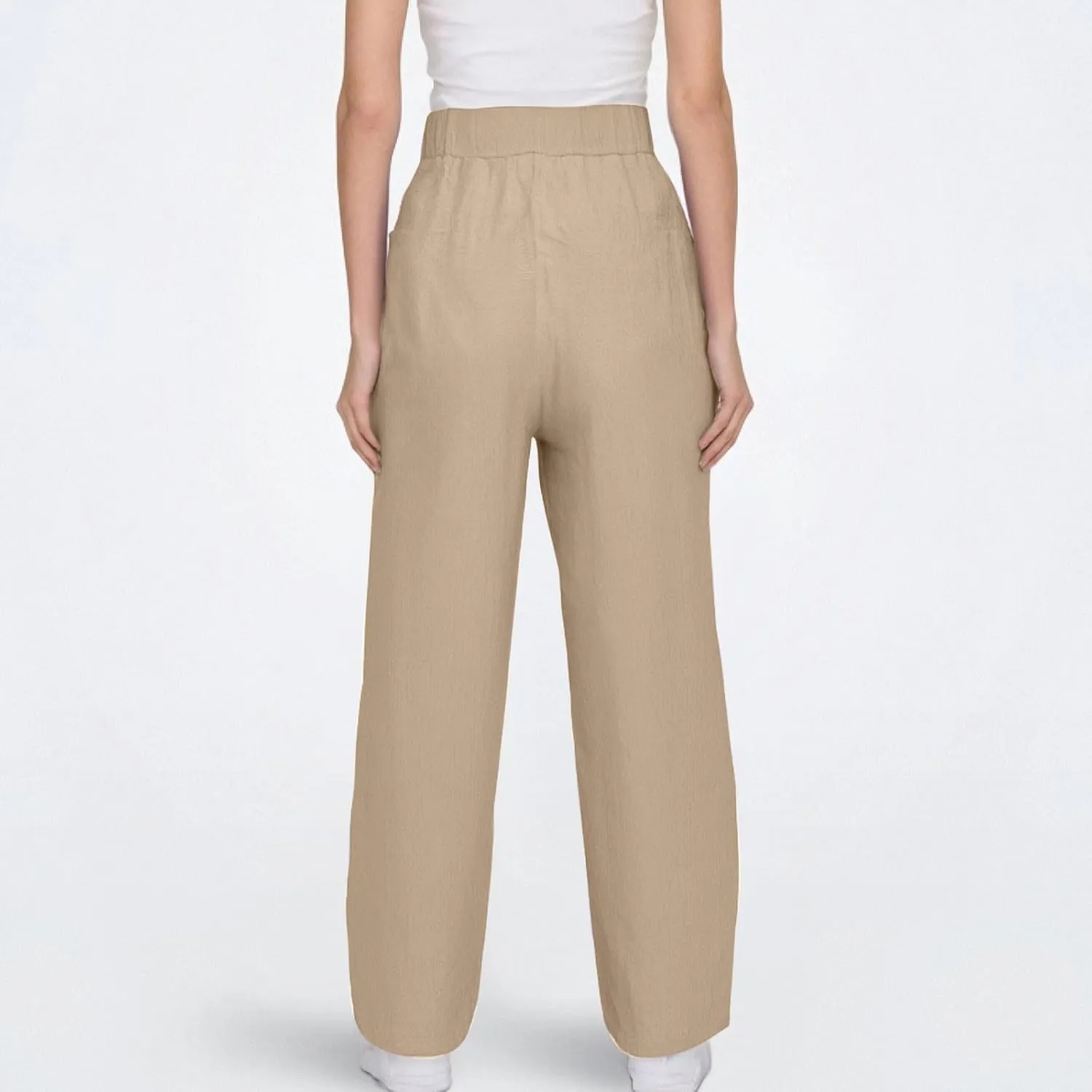 Cotton Linen Pants for Women 2025 Summer Gauze Drawstring High Waisted Wide Leg Trousers Beach Vacation Clothes