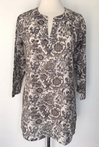 Cotton Print Tunic Silver Lining
