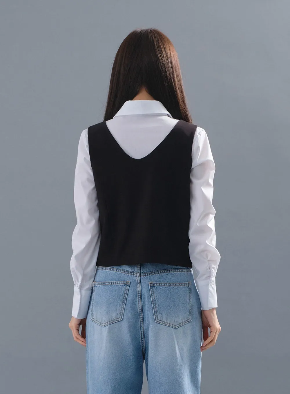 Cropped Button Down Vest CM3