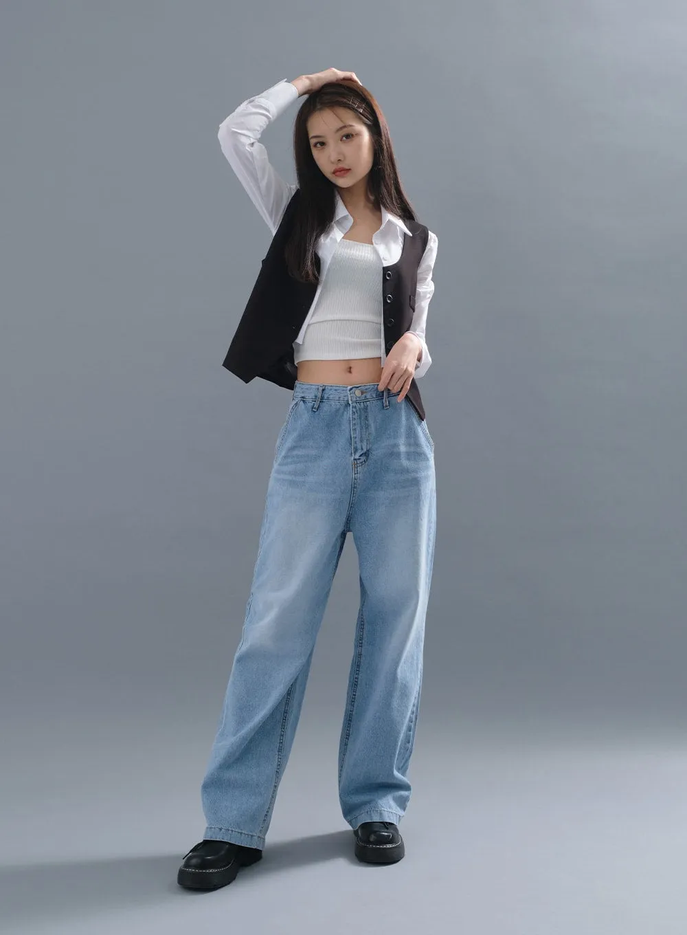 Cropped Button Down Vest CM3