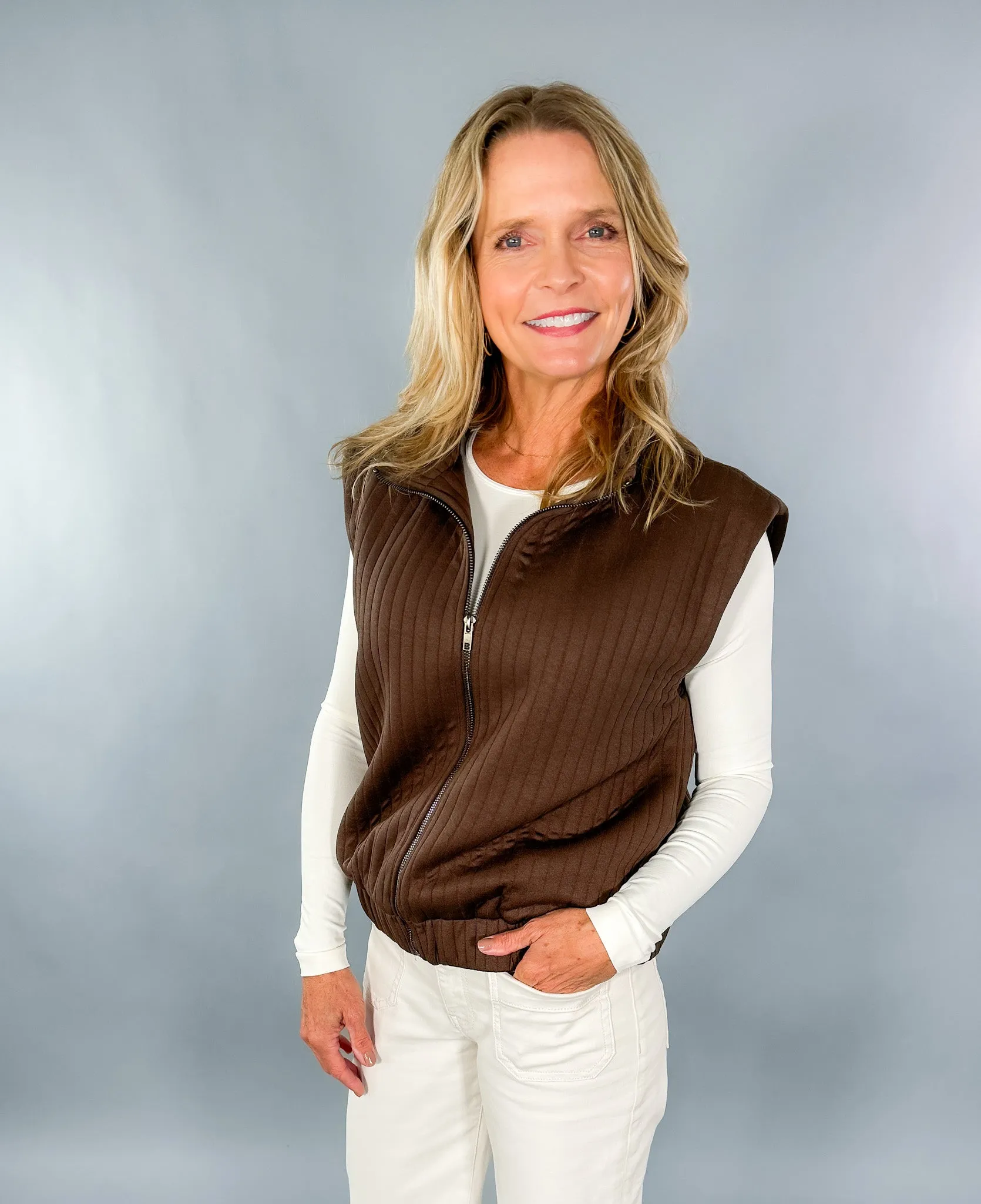 Donovan Chocolate Stripe Textured Vest