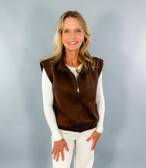Donovan Chocolate Stripe Textured Vest