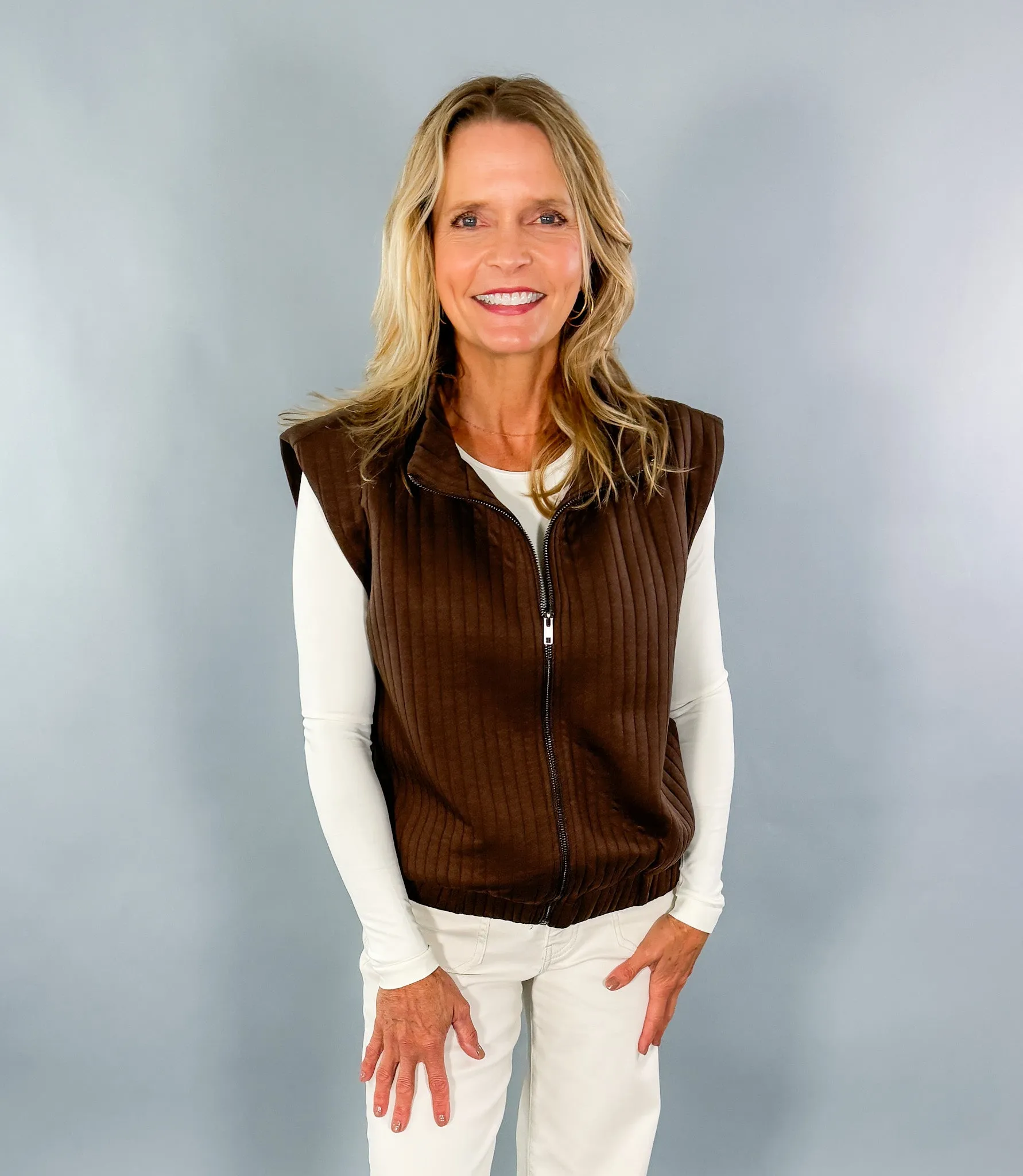 Donovan Chocolate Stripe Textured Vest