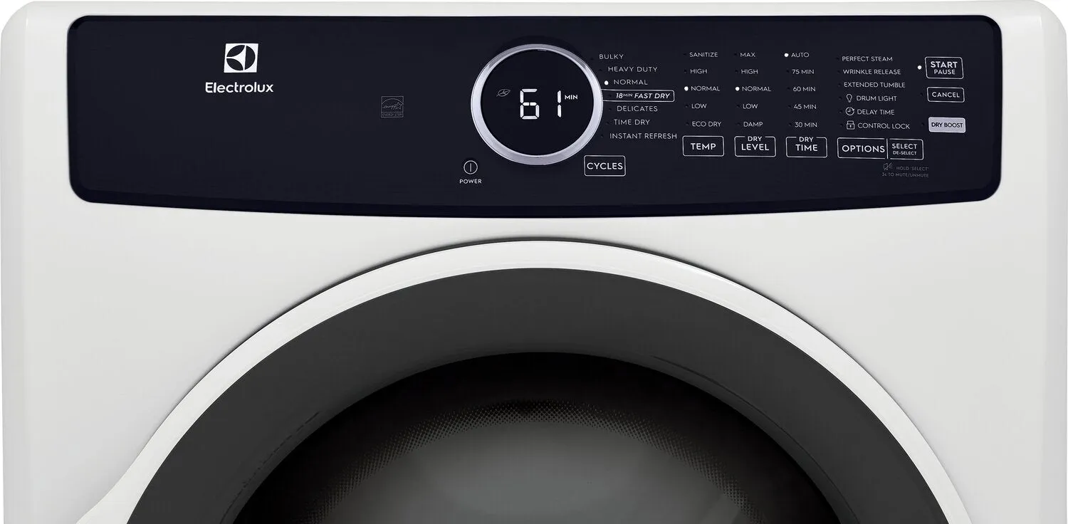 Electrolux 5.2 Cu. Ft. Front-Load Washer and 8 Cu. Ft. Electric Dryer - ELFW743W/ELFE743W
