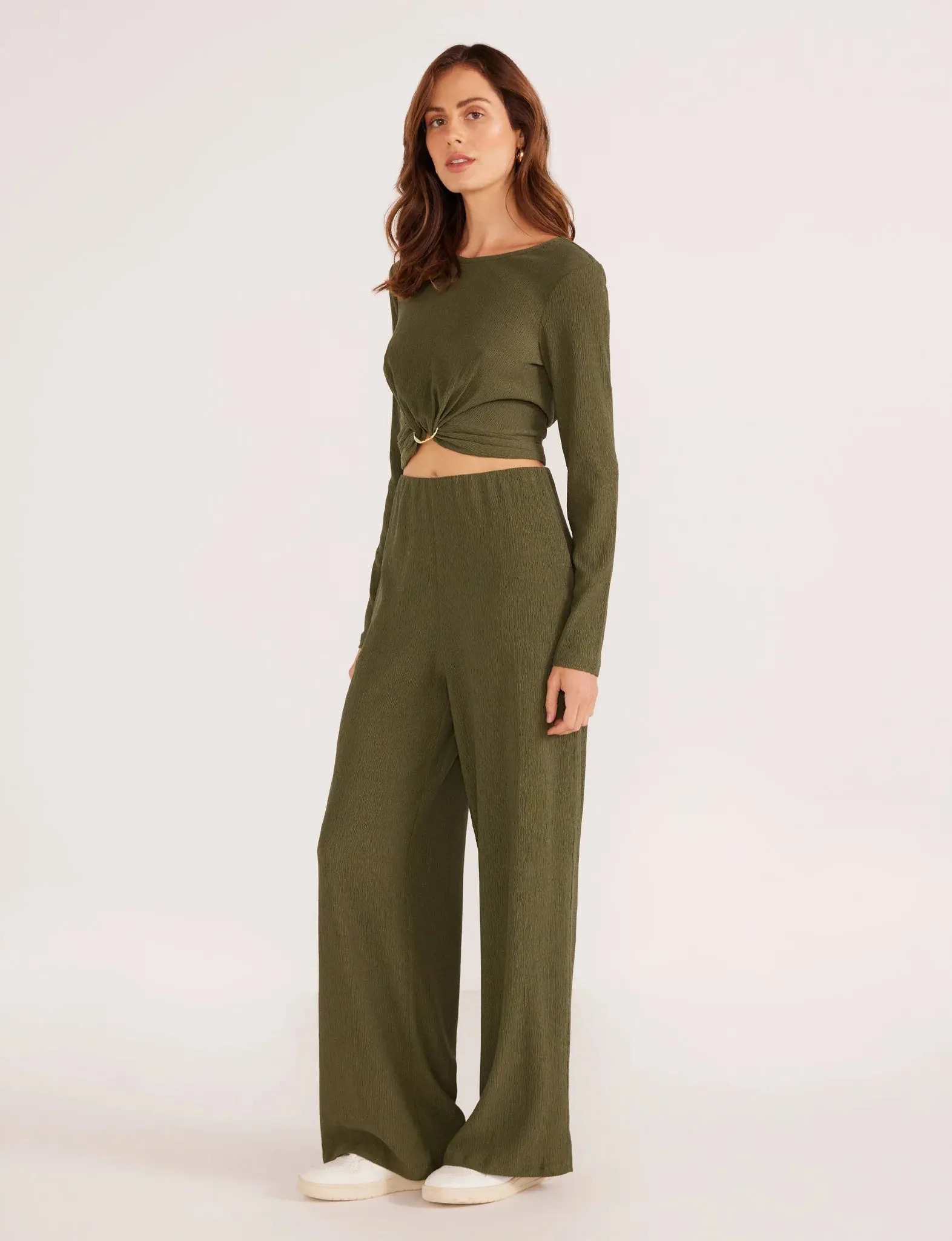 Emerson Wide Leg Pant-Forest Green