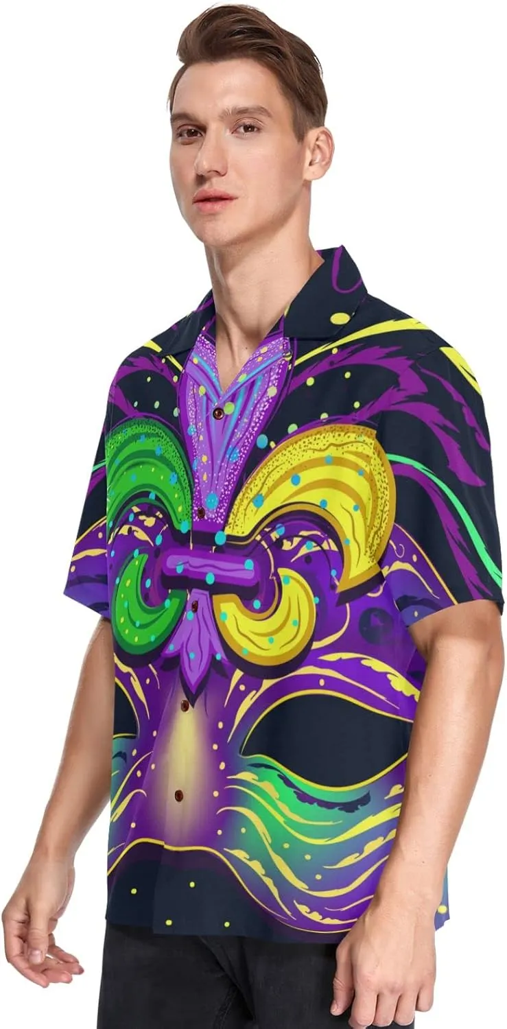 Fisyme Hawaiian Shirt for Men Loose-Fit Short Sleeve Button Down Beach Casual Shirts