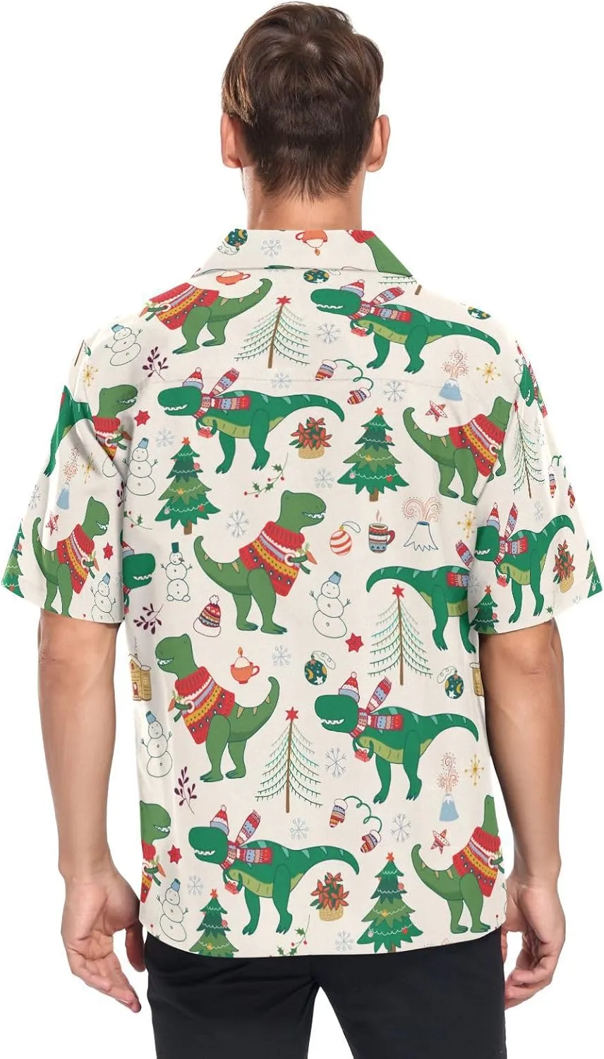 Fisyme Hawaiian Shirt for Men Loose-Fit Short Sleeve Button Down Beach Casual Shirts