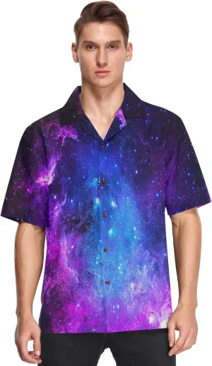 Fisyme Hawaiian Shirt for Men Loose-Fit Short Sleeve Button Down Beach Casual Shirts