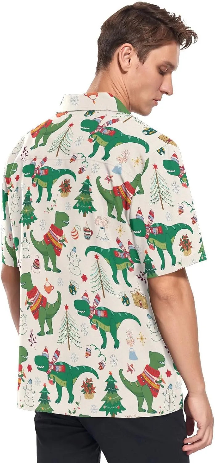 Fisyme Hawaiian Shirt for Men Loose-Fit Short Sleeve Button Down Beach Casual Shirts