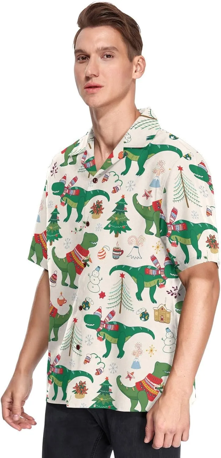 Fisyme Hawaiian Shirt for Men Loose-Fit Short Sleeve Button Down Beach Casual Shirts