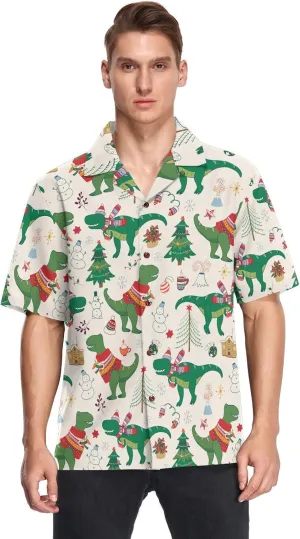 Fisyme Hawaiian Shirt for Men Loose-Fit Short Sleeve Button Down Beach Casual Shirts