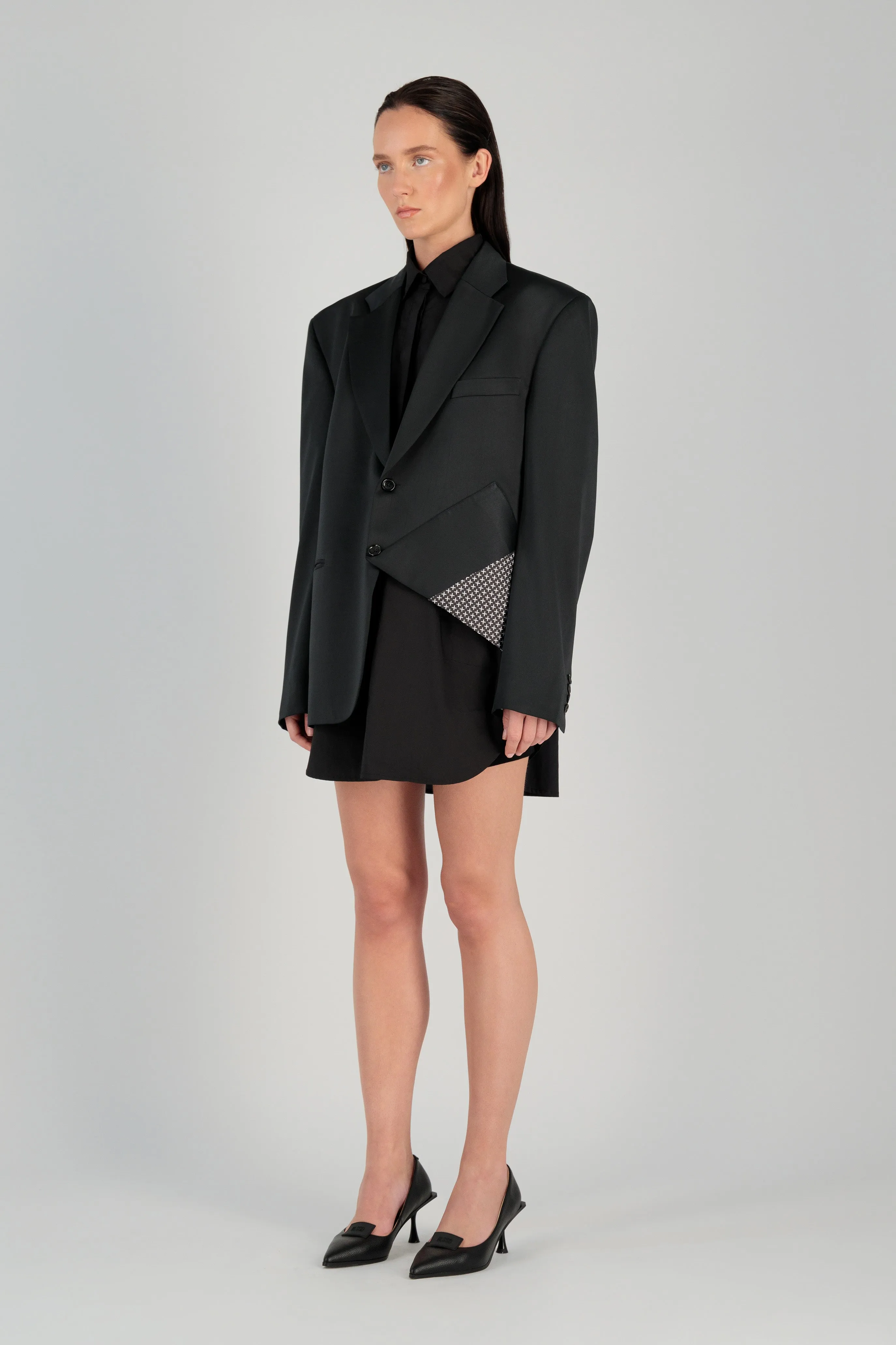 FOLD OVER SILK BLAZER