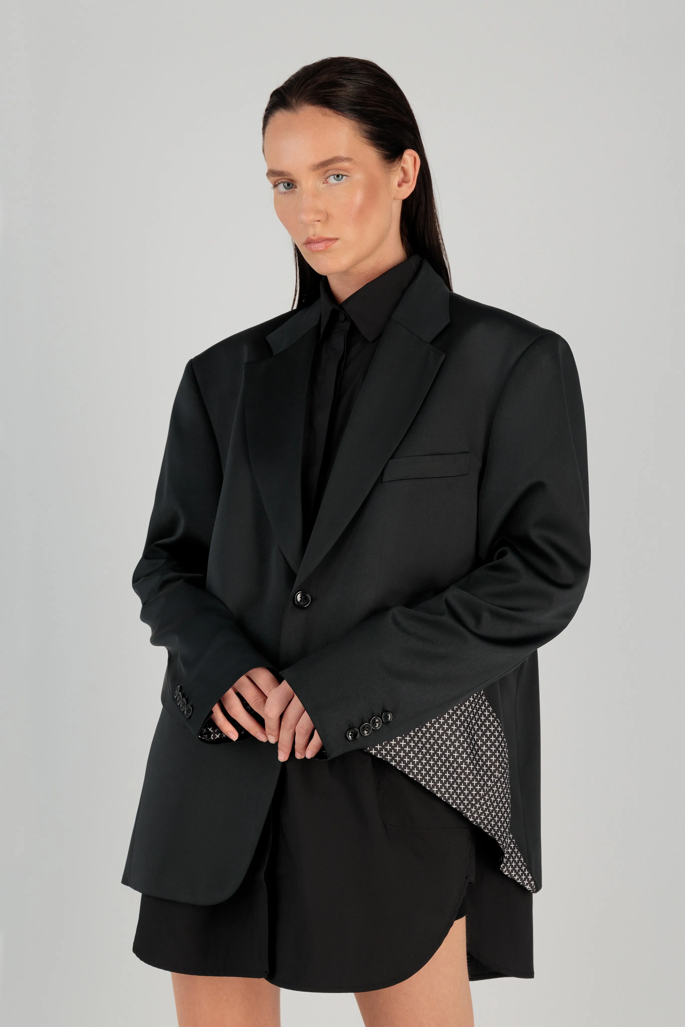 FOLD OVER SILK BLAZER