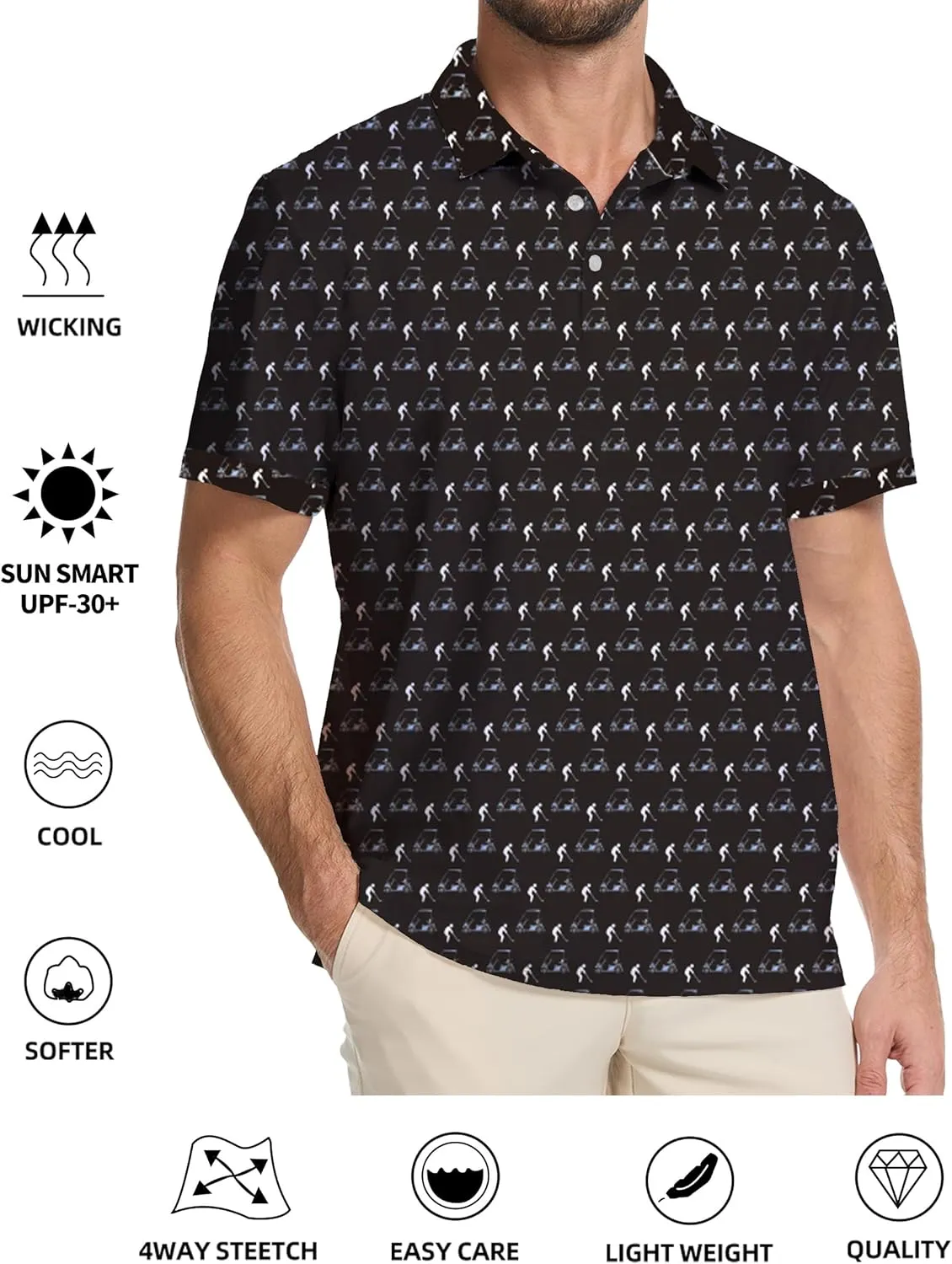 Golf Shirts for Men Dry Fit Moisture Wicking Short Sleeve Performance Print Polo Shirts