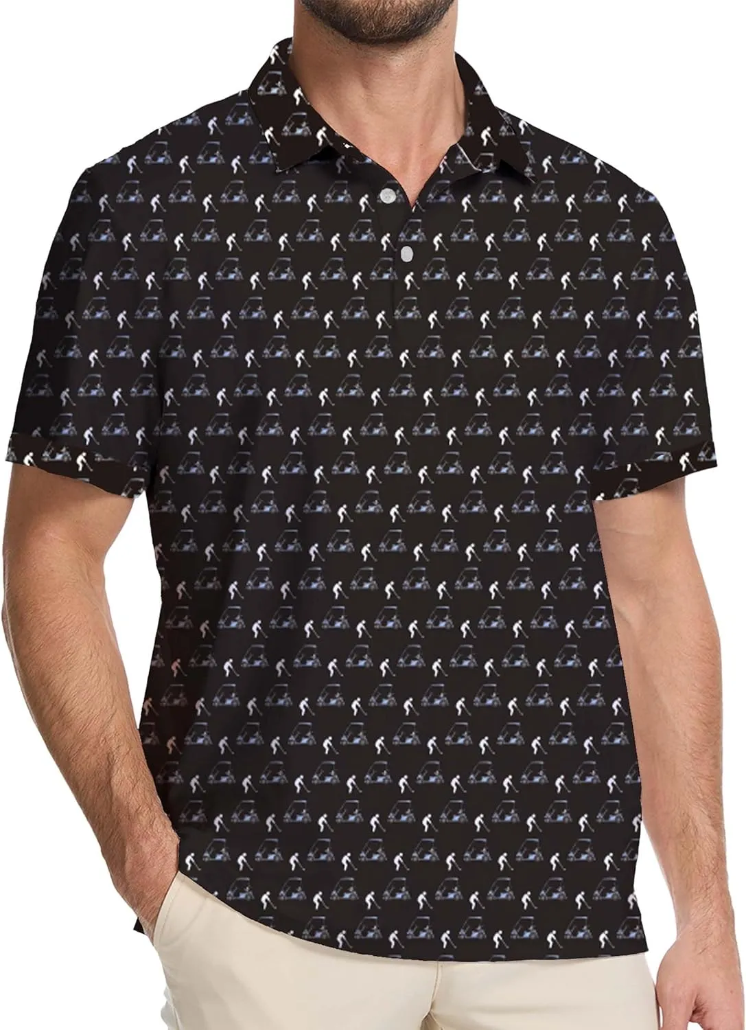 Golf Shirts for Men Dry Fit Moisture Wicking Short Sleeve Performance Print Polo Shirts